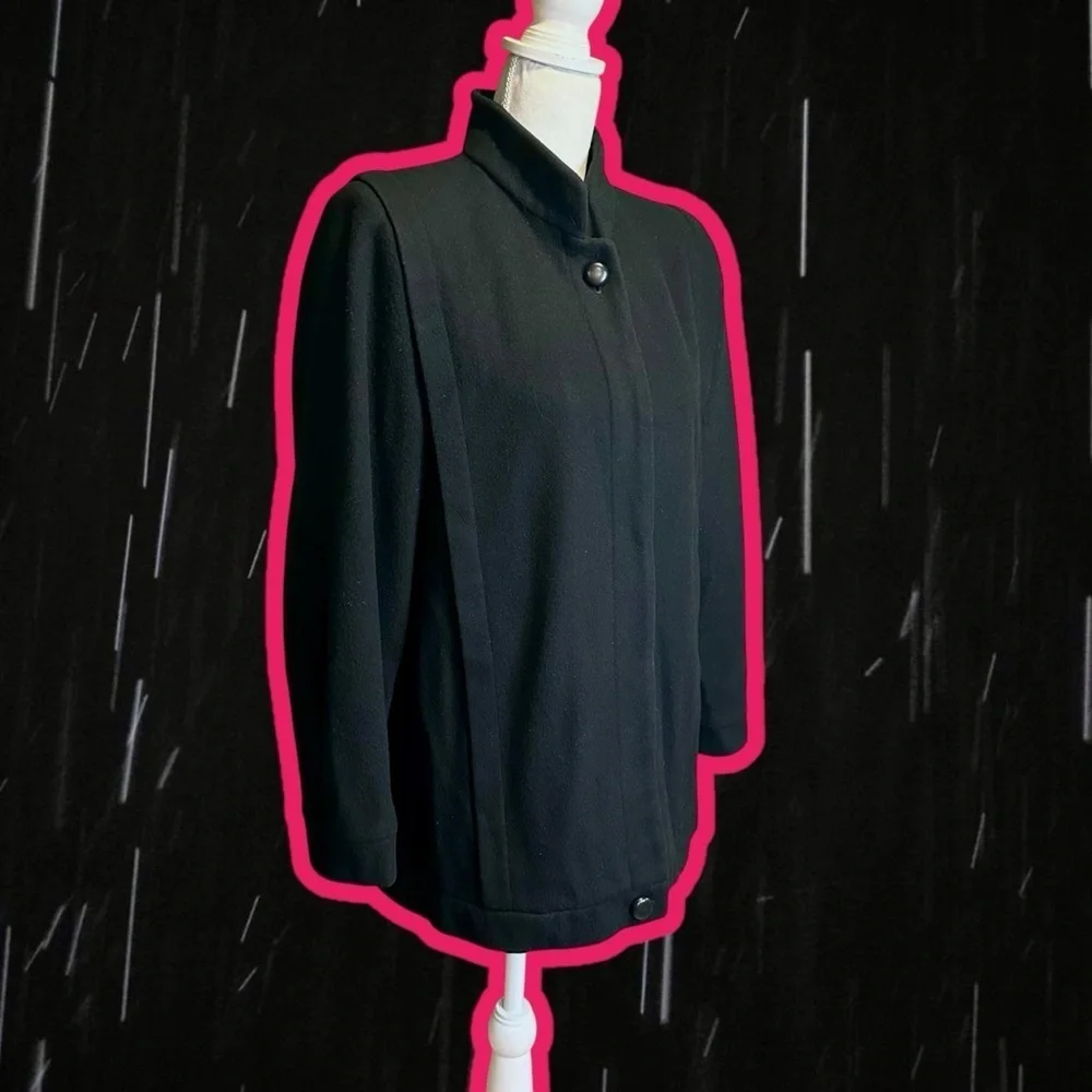 Mackintosh Vintage 100% Pure Wool Black Button-Down Long-Sleeve Pea Coat Size 8
